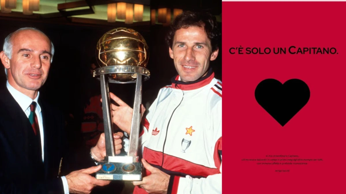 Sacchi và Baresi nâng cao chiếc Cúp Liên lục địa danh giá (bên trái)
